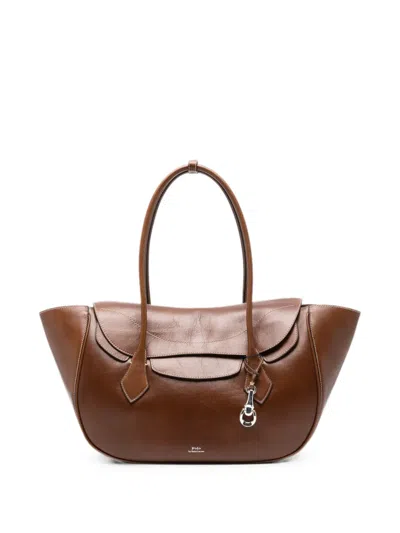 Polo Ralph Lauren Large Blaze Leather Shoulder Bag In Brown