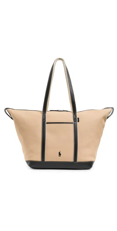 Polo Ralph Lauren Large Canvas Tote Bag Porcelain/black