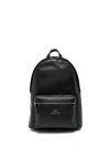Polo Ralph Lauren Large Dome-shaped Backpack In Smooth Leather In Black