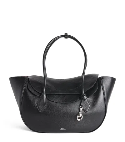 Polo Ralph Lauren Large Leather Polo Blaze Shoulder Bag In Black