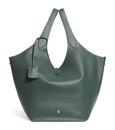 Polo Ralph Lauren Large Leather Polo Play Tote Bag In Green