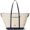 Polo Ralph Lauren Large Leather-trimmed Cotton-blend Canvas Tote In Multi