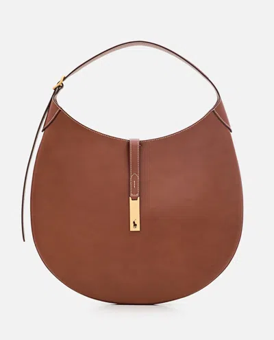 Polo Ralph Lauren Large Polo Id Shoulder Bag In Brown