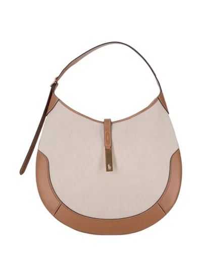 Polo Ralph Lauren Large Polo Id Shoulder Bag In Brown