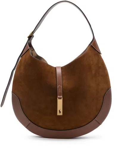 Polo Ralph Lauren Large Polo Id Shoulder Bag In Brown
