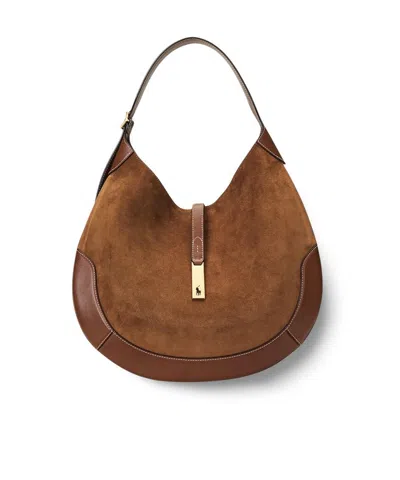 Polo Ralph Lauren Large Polo Id Shoulder Bag In Brown