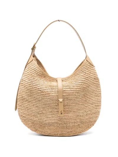 Polo Ralph Lauren Large Polo Id Woven Shoulder Bag In Neutral