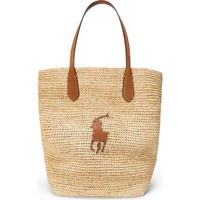 Polo Ralph Lauren Large Raffia Tote In Brown