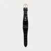Polo Ralph Lauren Large Stirrup Alligator Watch Strap In Black/gold