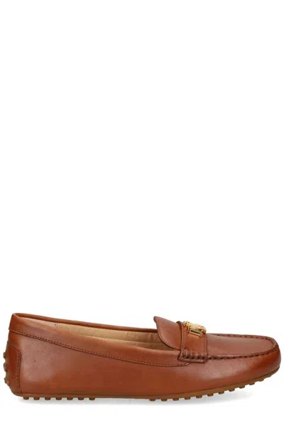 Polo Ralph Lauren Lauren Ralph Lauren Barnsbury Driver Logo Plaque Loafers In Brown
