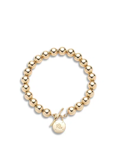 Polo Ralph Lauren Lauren Ralph Lauren Gold Beaded Chain Bracelet With Padlock In Gld