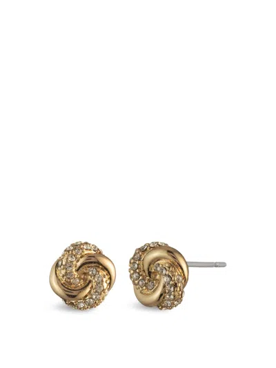 Polo Ralph Lauren Lauren Ralph Lauren Pave Gold Knot Stud Earrings In Gld/cry
