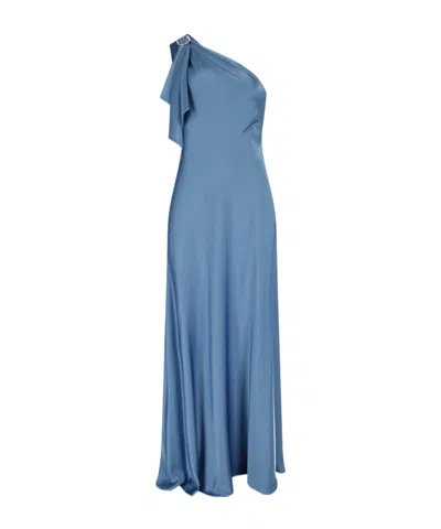 Polo Ralph Lauren Lauren Ralph Lauren Satin One-shoulder Gown In Clear Blue