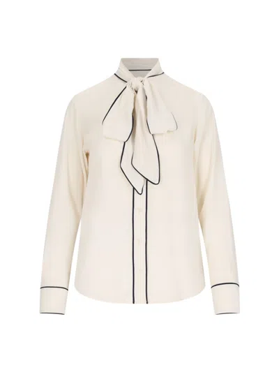 Polo Ralph Lauren Lavallière Shirt With Bow In Neutral