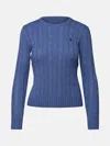 Polo Ralph Lauren Crew-neck Cable-knit Sweater With Logo Knitwear Light Blue In Blue