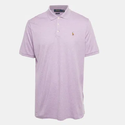 Pre-owned Polo Ralph Lauren Lavender Logo Embroidered Cotton Classic Fit Polo T-shirt L In Purple