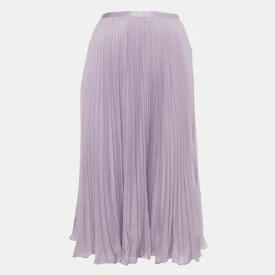 Pre-owned Polo Ralph Lauren Lavender Plisse Midi Skirt L In Purple