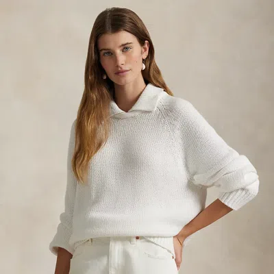 Polo Ralph Lauren Layered-collar Cotton Sweater In White