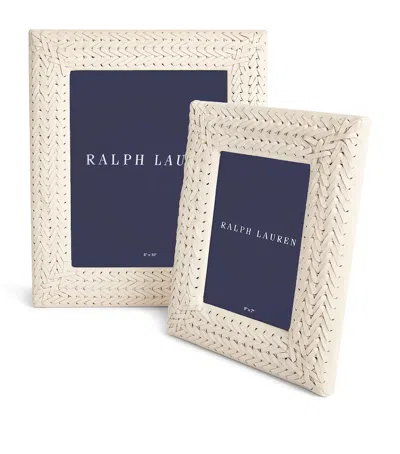 Polo Ralph Lauren Leather Adrienne Photo Frame In Ivory