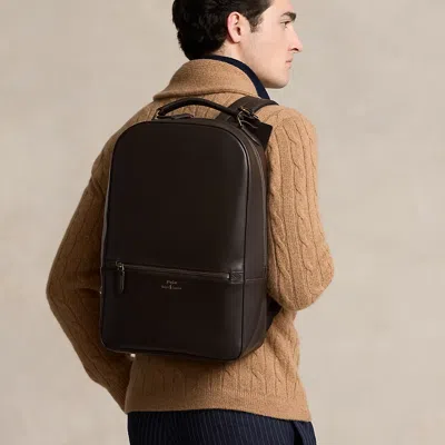 Polo Ralph Lauren Leather Backpack In Dark Brown