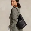 Polo Ralph Lauren Leather Medium Bellport Bucket Bag In Black