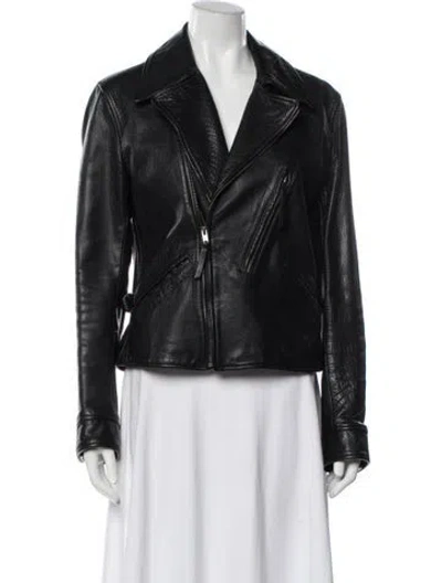Pre-owned Polo Ralph Lauren Leather Biker Jacket In Black
