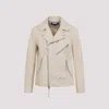 Polo Ralph Lauren Asymmetrical Front Zipper Leather Biker Jacket In Light Sand