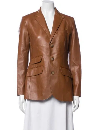 Pre-owned Polo Ralph Lauren Leather Blazer In Brown