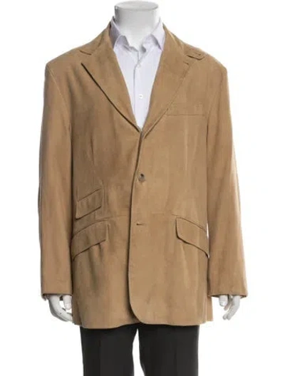 Pre-owned Polo Ralph Lauren Leather Blazer In Neutral