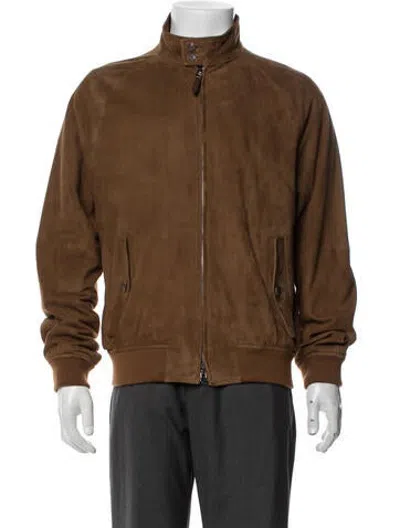 Pre-owned Polo Ralph Lauren Leather Bomber Jacket In Brown