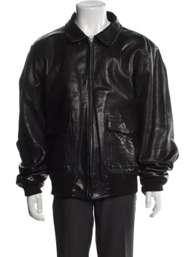 Pre-owned Polo Ralph Lauren Leather Bomber Jacket In Brown