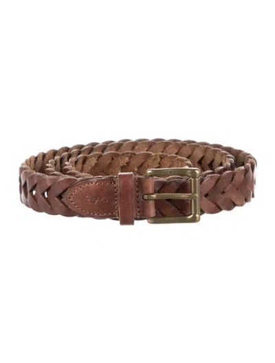 Pre-owned Polo Ralph Lauren Leather Braided Accents Belt In Brown