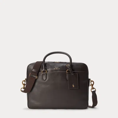 Polo Ralph Lauren Leather Briefcase Bag In Brown