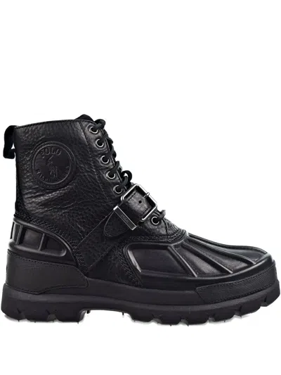 Polo Ralph Lauren Leather Buckle Boots In Black