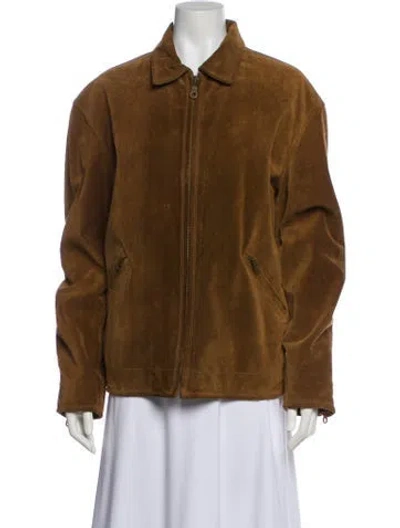 Pre-owned Polo Ralph Lauren Leather Coat In Brown