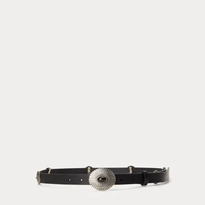 Polo Ralph Lauren Leather Concho Belt In Black