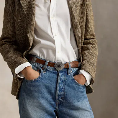Polo Ralph Lauren Leather Concho Belt In Chestnut In Brown