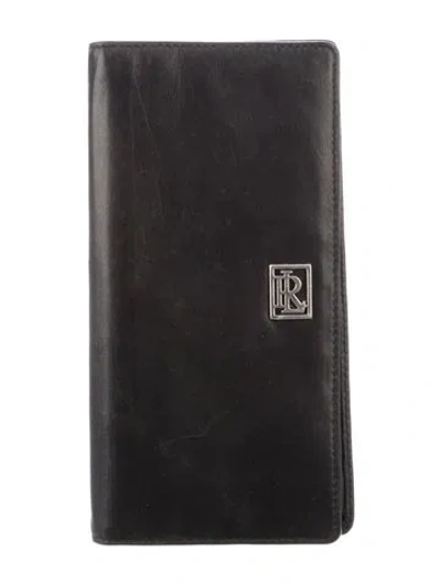 Pre-owned Polo Ralph Lauren Leather Continental Wallet In Black