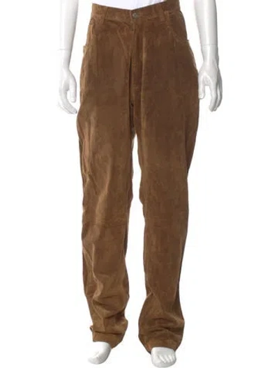 Pre-owned Polo Ralph Lauren Leather Corduroy Pants In Neutral