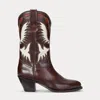 Polo Ralph Lauren Leather Cowboy Boot In Brown
