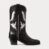 Polo Ralph Lauren Leather Cowboy Boot In Black