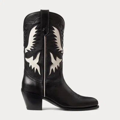 Polo Ralph Lauren Leather Cowboy Boot In Black