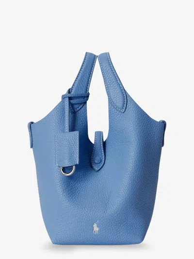 Polo Ralph Lauren Leather Crossbody Bag With Engraved Logo In Blue