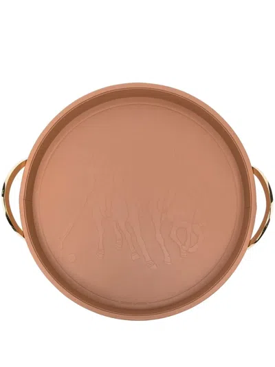 Polo Ralph Lauren Leather Debossed Print Tray In Neutrals