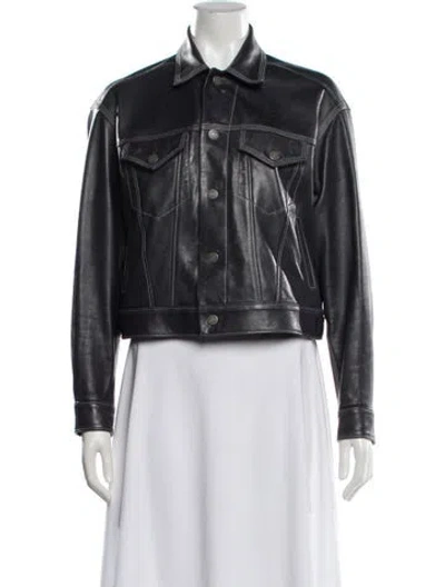 Pre-owned Polo Ralph Lauren Leather Denim Jacket In Black