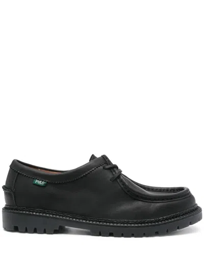 Polo Ralph Lauren Leather Derby Shoes In Black