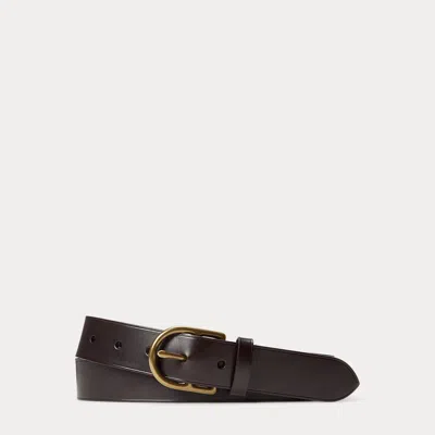 Polo Ralph Lauren Leather Dress Belt In Dark Brown