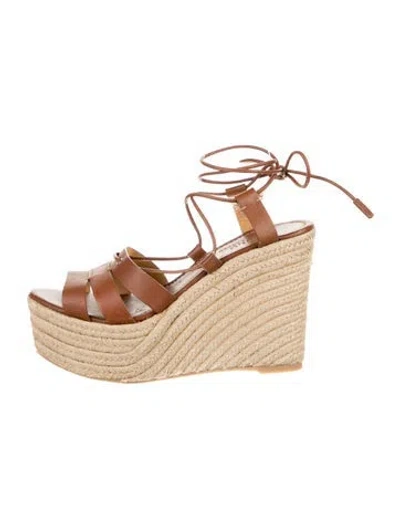 Pre-owned Polo Ralph Lauren Leather Espadrilles In Brown