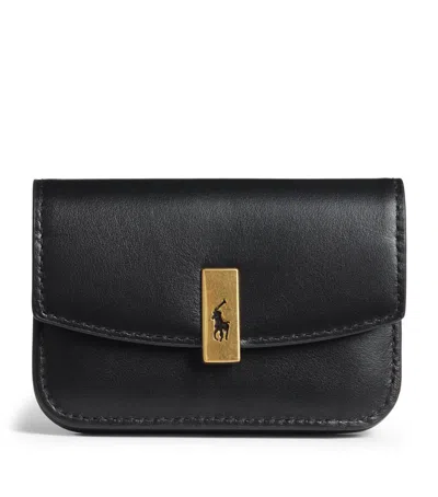 Polo Ralph Lauren Leather Flap Id Card Holder In Black