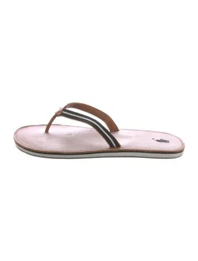 Pre-owned Polo Ralph Lauren Leather Flip Flops In Brown